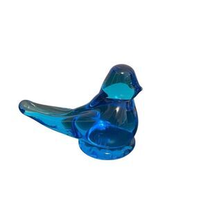 Vintage Bluebird of Happiness Signed Ron Roy 1989 Cobalt Blue Glass Bird